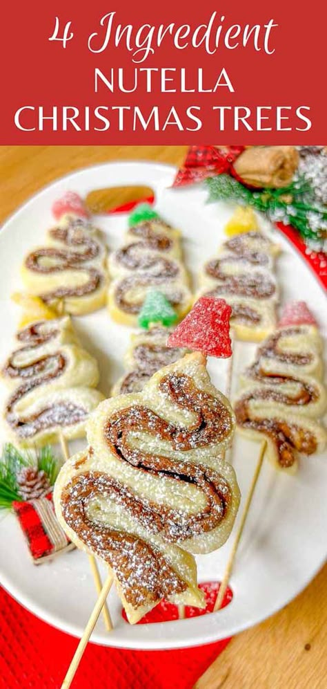 Nutella Christmas Trees Nutella Christmas Star Puff Pastry, Nutella Christmas Trees, Crescent Roll Nutella Christmas Tree, Nutella Christmas Tree Crescent Rolls, Nutella Christmas Recipes, Nutella Christmas Tree Puff Pastry, Nutella Pinwheels, Nutella Christmas Tree, Nutella Pastry