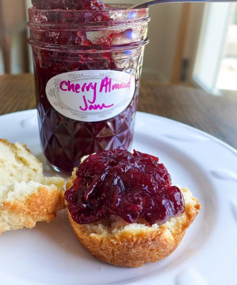 Dimples & Delights: Sour Cherry Almond Jam Lavender Jelly, Sour Cherry Recipes, Sour Cherry Jam, Cherry Jam Recipes, Fruit Spread, Sour Cherries, Canning Jam, Cherry Jam, Cherry Almond