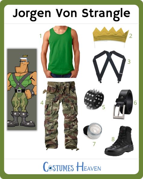 Jorgen Von Strangle Costume Try out the Jorgen Von Strangle costume and become the strongest and toughest fairy. Show off your muscles to the fullest at your next cosplay event. #jorgenvonstranglecostume #jorgenvonstrangle #halloweencostume #costumesheaven#costume #cosplay Jorgen Von Strangle Cosplay, Jorgen Von Strangle, Daran Norris, Fairy Godparents, Fairy World, Cosmo And Wanda, Military Cargo Pants, Spike Bracelet, Fairly Odd Parents