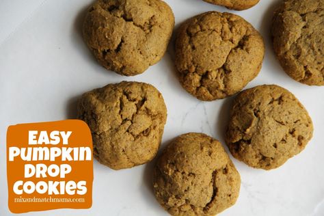 Easy Pumpkin Drop Cookies - Mix & Match Mama Pumpkin Drop Cookies, Sweet Pumpkin Recipes, Pecan Monkey Bread, Pumpkin Soup Easy, Pumpkin Spice Pecans, Pumpkin Butterscotch, Chocolate Chip Dip, Oatmeal Chocolate Chip Muffins, Delicious Chili Recipe