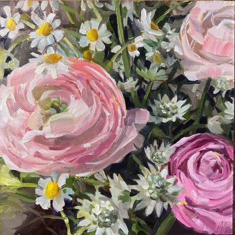 Ranunculus Painting Acrylic, Ranunculus Painting, Canvas Painting Designs, Painting Designs, Sketchbook Art, Surf Art, Ranunculus, Sketchbook Art Inspiration, Paint Designs