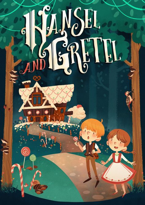 Hansel and Gretel by Silvia Bancora Childrens Book Cover, Book Illustration Layout, Book Cover Design Inspiration, Fairytale Nursery, Hansel And Gretel, Storybook Art, Vintage Flowers Wallpaper, Fairy Tale Books, Childrens Books Illustrations