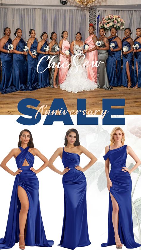 Blue Satin Bridesmaid Gown, Royal Blue Bridesmaid Dresses Long Satin, Elegant Blue Satin Bridesmaid Dress, Slate Blue Satin Bridesmaid Dresses, Blue Satin Finish Bridesmaid Dress, Bridesmaid Dressing Gowns, 2025 Wedding, Satin Bridesmaid Dresses, 2024 Wedding