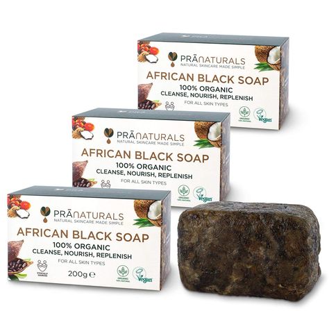 About this item The secret to perfect skin – promotes younger, healthier skin. Natural Healing Ingredients - A unique blend of coconut oil, shea butter and more natural detoxification ingredients to improve the condition of the skin. Anti-ageing - Packed with minerals and antioxidants, African black soap prevents signs of ageing such as wrinkles, dull skin, and fine lines. 100% NATURAL - Pranaturals African Black Soap is completely organic with natural ingredients ethically and handmade in Ghana Raw African Black Soap, African Soap, Natural Lotion, Bleaching Cream, Unrefined Shea Butter, Hair Kit, Organic Castor Oil, African Black Soap, Nail Essentials