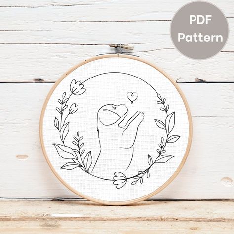 Dog embroidery design, Puppy embroidery, Labrador retriever embroidery pattern, printable design Floral Wreath Embroidery Pattern, Diy Easy Embroidery, Embroidery Pattern Printable, Wreath Embroidery Pattern, Floral Wreath Embroidery, Puppy Embroidery, Christmas Hand Embroidery, Modern Hand Embroidery Patterns, Wreath Embroidery