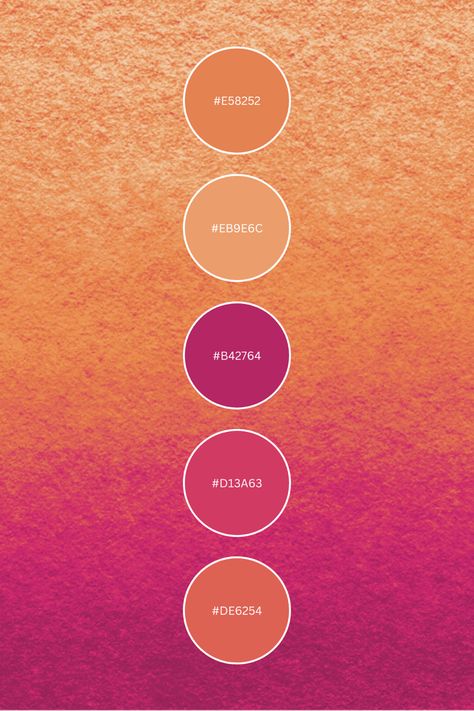 Use this beautiful color palette/color combo for inspiration on your next project! 🖤 #color #colorpallete #colorpaletteinspiration #bright #colorcombos Pink Orange Gold Color Palette, Ginger Color Palette, Salmon Pink Color Palette, Pink Orange Color Palette, Peachy Color Palette, Three Color Palette, Burnt Orange Color Palette, Terra Cotta Color Palette, Blush Pink Palette