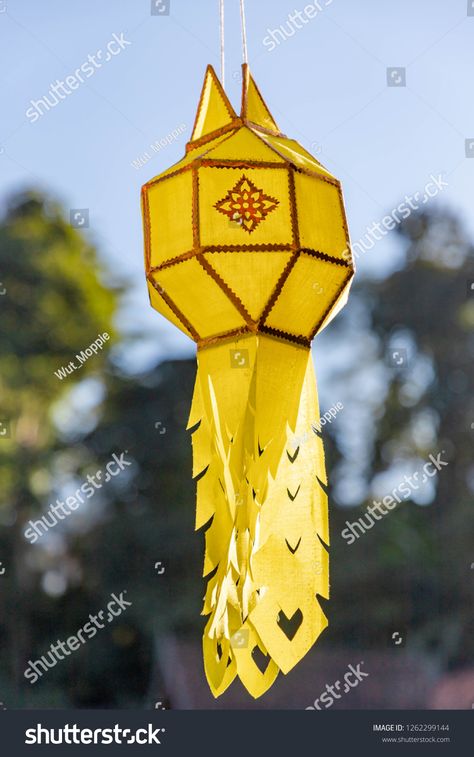 Traditional handmade Thai lanna lantern, Beautiful yellow lamp in northern style hanging on the tree in the garden,  #Ad , #AFFILIATE, #lantern#Beautiful#yellow#lanna Thai Lantern Festival, Thai Lantern, Folk Decor, Yellow Lamp, Northern Thailand, East Asian, Social Media Design Graphics, Muay Thai, Small Designs