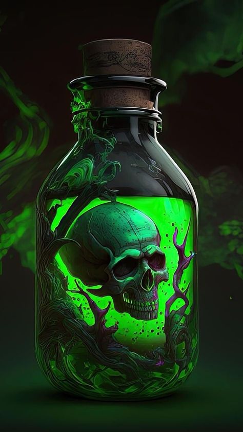 Pick your poison wisely ☣️ Fantasy Potion Art, Metal Posters Art, Dark Art Photography, Skull Art Drawing, Iphone Wallpaper Hd Nature, Skull Artwork, Skeleton Art, Dark Phone Wallpapers, Art Gallery Wallpaper