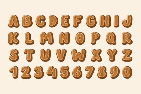 Wood Alphabet, Alfabet Font, Combo Color, English Letter, Color Background, Vector Hand, Brown Aesthetic, Fonts Alphabet, Lettering Alphabet