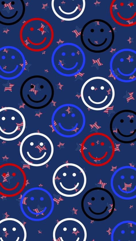 Fourth of July Trendy Aesthetic Smile Face Phone Wallpaper, smiley face, blue wallpaper, trendy, iPhone wallpaper, baby blue, red white and blue, white, Fourth of July, independence day, flag, 2022, mood, cute Wallpaper Smiley Face, Goat Picture, 4th Of July Wallpaper, July Background, Blue Background Wallpapers, Patriotic Wall, Blue Wallpaper Iphone, Phone Screen Wallpaper, Holiday Wallpaper