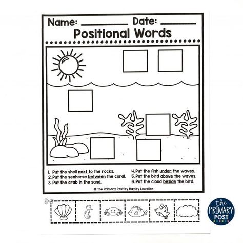 Position Words Worksheet, Prepositions Kindergarten, Positional Words Kindergarten, Positional Words Activities, Lesson Plans For Preschool, Positional Language, Preposition Activities, Positional Words, Preposition Worksheets