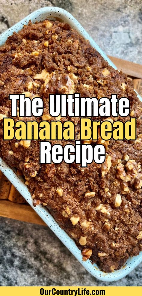 The Ultimate Banana Bread Recipe with Cinnamon Swirl and Streusel Topping – Our Country Life Cinnamon Banana Bread Recipe, Cinnamon Crunch Banana Bread, Ultimate Banana Bread Recipe, Best Banana Bread Ever, Cinnamon Swirl Banana Bread, Buttermilk Banana Bread, Banana Recipes Overripe, Banana Pecan Bread, Sour Cream Banana Bread