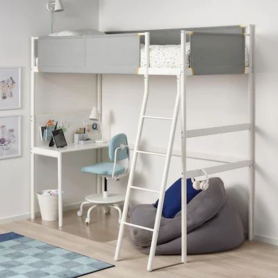 Diy Seng, Bedframe Diy, Ikea Loft, Ikea Loft Bed, Loft Bed Frame, Cosy Bed, Diy Bed Frame, Teen Room Decor, Ikea Family