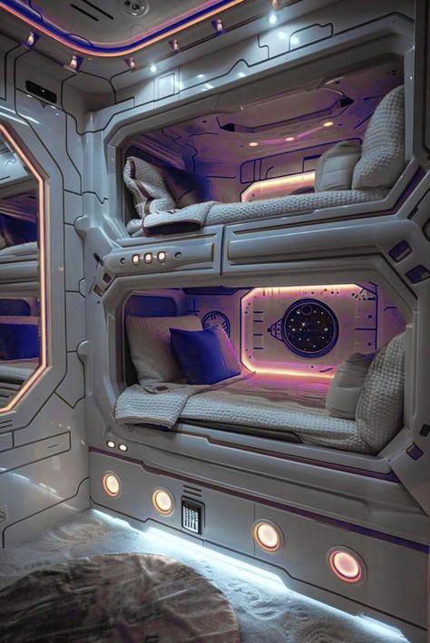 Space Travel Aesthetic, Lore Building, Starfield Aesthetic, Sci Fi Bedroom, Futuristic Laboratory, Futuristic Rooms, Spaceship Cockpit, Scifi Room, Bunker House