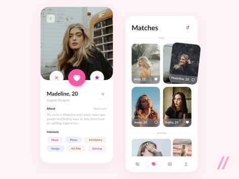 Dribbble上的Purrweb UI约会应用程序 Dating App Graphic Design, Dating App Ui Design, Tinder App Design, Dating App Design, Profile Ui, Dating Apps Free, Profile App, Free Dating Websites, Ux Design Trends