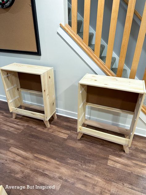 IKEA Rast Hack: Using Dressers as Nightstands Mcm Nightstand Diy, Rasta Ikea Hack, Rast Nightstand Hack, Small Dresser As Nightstand, Dressers As Nightstands, Ikea Rast Hack Nightstand, Flat Panel Door Makeover, Rast Makeover, Ikea Hack Nightstand