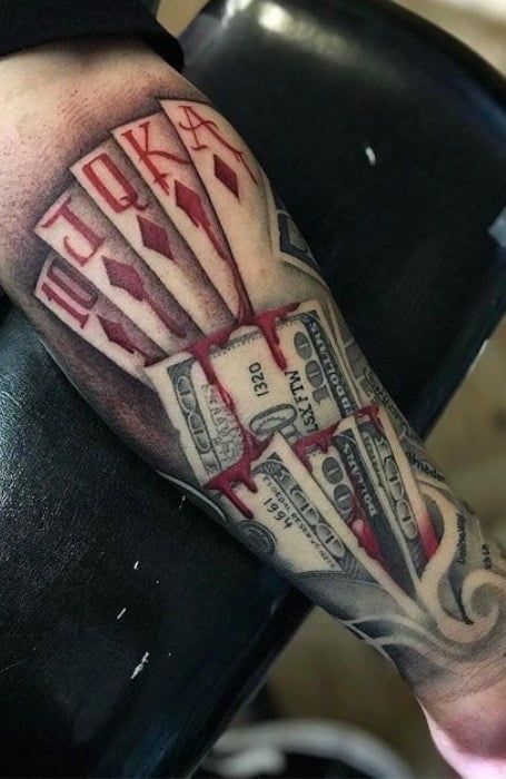 Love Money Tattoo, Male Leg Tattoos, Money Tattoos, Gangsta Tattoos, Money Tattoo, Forearm Sleeve Tattoos, Cool Forearm Tattoos, Inspiration Tattoos, Leg Tattoo Men