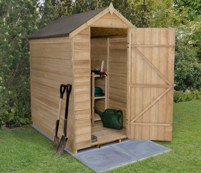 Forest 4ft x 6ft Overlap Security Shed Wooden Garden Buildings, Door Shed, Wooden Shed, Shed Floor, Sawn Timber, Apex Roof, Hidden Hinges, Shed Base, Plastic Sheds