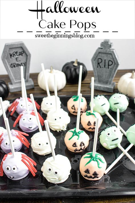 Halloween Cake Pops are so cute, it’s scary!! Your little ghouls and goblins will love to munch on these sweet treats for Halloween! #ad #SweetBeginningsBlog #Halloween #CakePops #HalloweenTreatsWeek #dixiecrystals Halloween Cakepops, Holiday Themed Desserts, Candy Corn Recipe, Holiday Cake Pop, Treats For Halloween, Pumpkin Cake Pops, Cake Pop Tutorial, Halloween Cake Pops, Halloween Party Treats