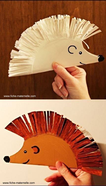 Paper Plate Art, Hedgehog Craft, Paper Plate Crafts, Plate Crafts, Autumn Crafts, Craft For Kids, Childrens Crafts, Animal Crafts, Preschool Art