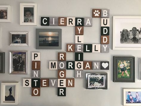 Large Scrabble Tiles, Collage Decor, Scrabble Wall Art, Scrabble Wall, Family Home Decor, Letter Wall Art, Art Tiles, Scrabble Tiles, Letter Wall