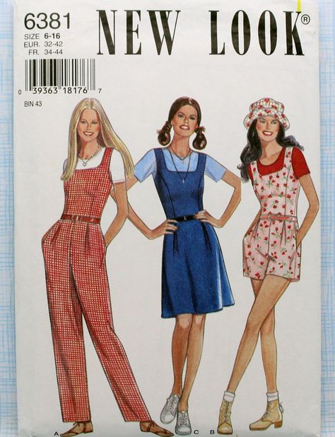 New Look Sewing Pattern 6381, Misses' Jumpsuit, Jumper and Romper, Uncut/FF, Misses' Size 6 8 10 12 14 16 Square Neck Jumpsuit, Unique Sewing Patterns, Jumpsuit Pattern Sewing, New Look Patterns, Trendy Jumpsuit, Plus Size Sewing, Romper Pattern, Jumpsuit Pattern, Handbag Patterns