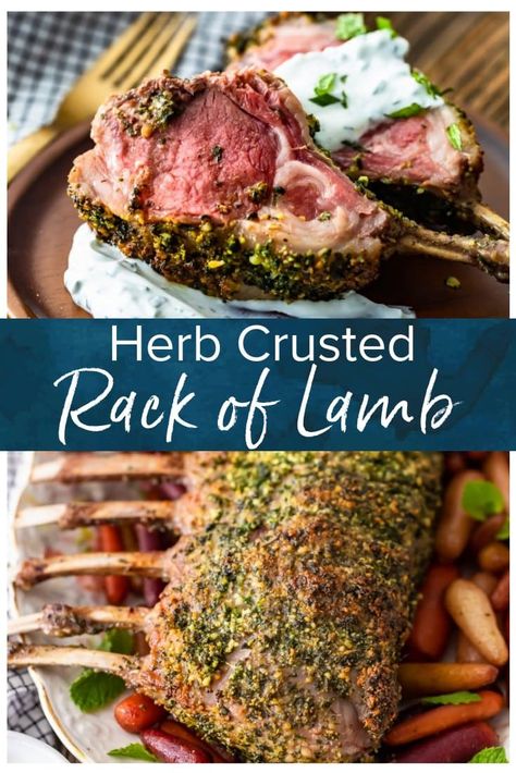 Rack Of Lamb Recipes, Lamb Recipes Oven, Herb Crusted Rack Of Lamb, Lamb Rack Recipe, Mint Yogurt Sauce, Roast Rack Of Lamb, Easter Dinner Menus, Crusted Rack Of Lamb, Lamb Dinner