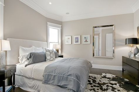 South Shore Decorating Blog: 101 MORE Favorite Benjamin Moore Paint Colors "Grege Avenue" Neutral Bedroom Paint, Relaxing Bedroom Colors, Taupe Bedroom, Bedroom Paint Colors Master, Design Ložnic, Best Bedroom Colors, Living Colors, Taupe Walls, Bedroom Color Combination