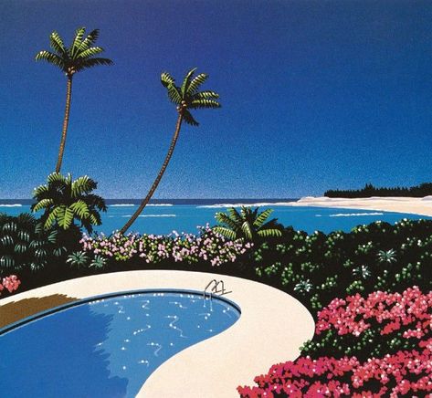 30 Extraordinary Hiroshi Nagai Paintings That Define the Visual Language of ’80s City Pop ~ Vintage Everyday Hiroshi Nagai, 4th Dimension, René Magritte, Vaporwave Art, Vaporwave Aesthetic, Abstract Prints, Aesthetic Art, Art For Sale, Art Wallpaper