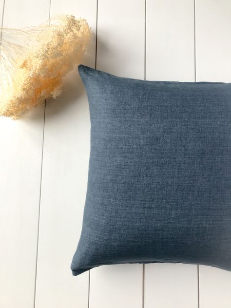 French Country Pillows, Blue And White Pillows, Grain Sack Pillows, White Pillow Covers, Blue Throw Pillows, Linen Throw Pillow, European Linens, Linen Pillow Cases, Linen Throw