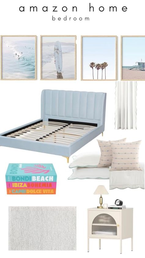 NATALIE JARROUS's Amazon Page Teen Coastal Bedroom, Coastal Bedroom Idea, Beachy Teen Bedroom, Beach Bedroom Ideas Coastal Style, Coastal Teen Bedroom, Blue Coastal Bedroom, Beach Inspired Bedroom, Modern Teen Bedrooms, Coastal Bedroom Decor