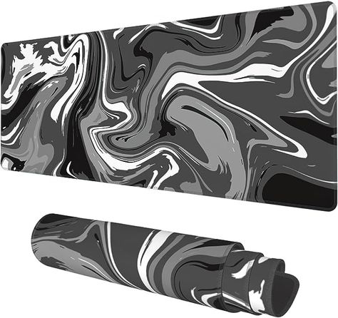 Amazon.com: Desk Mat, Abstract Black White Ink Liquid Waves Extended Gaming Mouse Pad Large, 31.5"x11.8" Big Mouse Pad with Non-Slip Base and Stitched Edge, Long Computer Keyboard Mouse Mat for Home Office Work : Office Products Mouse Pad Ideas, Mouse Pad Design Ideas, Gaming Bedroom, Big Mouse, Gaming Pad, Personalized Mouse Pad, Keyboard Mouse, Gaming Mouse Pad, Gaming Room