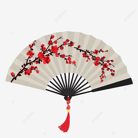 Fan Clipart, Wind Fan, Chinese Umbrella, Japanese Fans, Chinese Fans, Fan Drawing, Chinese Fan, Japanese Fan, Red Plum