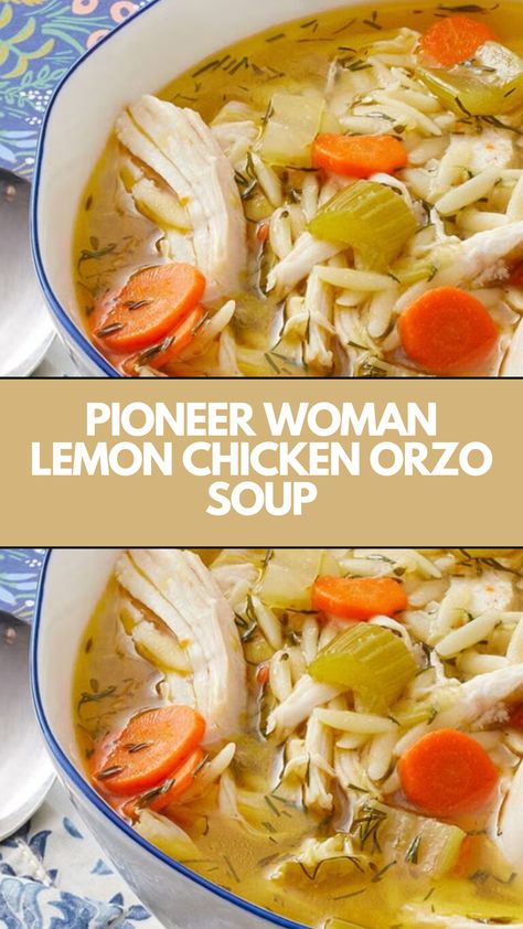 This delicious Pioneer Woman Lemon Chicken Orzo Soup is a quick and easy meal that’s perfect for busy weeknights. Packed with tender chicken and fresh vegetables, it features a creamy, zesty broth that warms you from the inside out. Use common pantry ingredients to make it your own, and enjoy the comforting flavors! Lemon Chicken Orzo Soup Pioneer Woman, Lemon Chicken And Orzo Soup, Lemon And Rice Soup, Creamy Chicken Lemon Orzo Soup, Slow Cooker Lemon Chicken Orzo Soup, Chicken Soup Rotisserie Easy, Chicken Tender Soup Recipes, Lemon Rice Soup Crock Pot, Orzo Lemon Chicken Soup