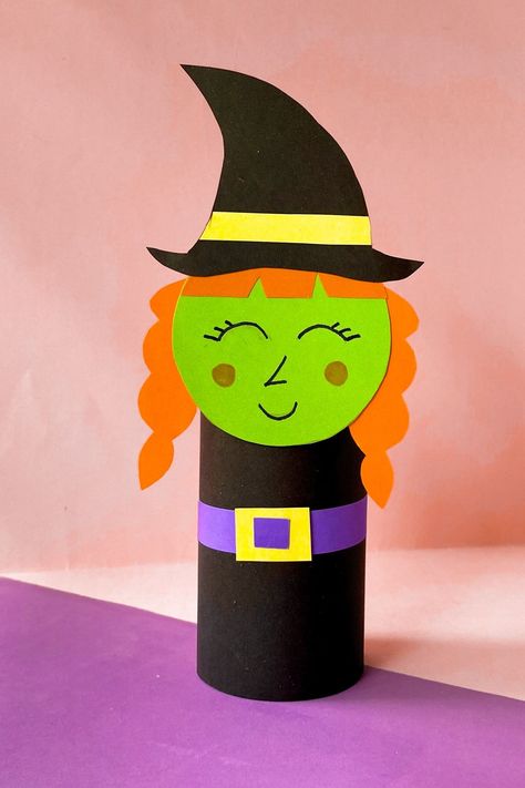 This cute toilet paper roll witch craft is a fun and easy halloween craft that kids will love! Be sure to grab the free witch template! Witch Crafts For Kids, Halloween Kids Crafts Easy, Halloween Toilet Paper Roll Crafts, Halloween Toilet Paper, Witch Crafts, Free Printable Crafts, Fun Halloween Crafts, Witch Craft, Easy Halloween Crafts