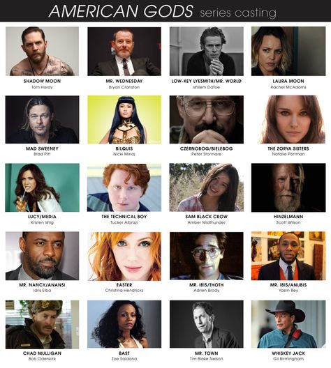 American Gods series casting for the upcoming tv show Legends And Myths, American Gods, Photo Wall, Tv Shows, It Cast, Film, Tv, Movie Posters, Quick Saves