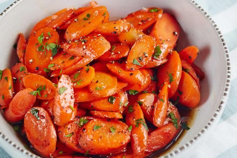 Recipe: Bourbon-Glazed Carrots | Kitchn Steak Dinner Side Dishes, Bourbon Glazed Carrots, Butter Roasted Carrots, Cooking With Bourbon, Steak Dinner Sides, Glazed Carrots Recipe, Bourbon Glaze, Dinner Side, Savory Food