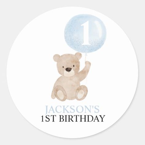 $7.65 | Bear and Blue Balloon 1st Birthday Stickers #beary first birthday, bear 1st birthday, bear birthday favor tags, bear and balloons, boys 1st birthday, beary first, bear sitckers, bear birthday stickers, birthday stickers, favor stickers 1st Birthday Stickers, Beary First Birthday, Kids Party Crafts, Dream Catcher Patterns, Blue Balloon, 1 Birthday, Bear Theme, 65th Birthday, Bear Birthday