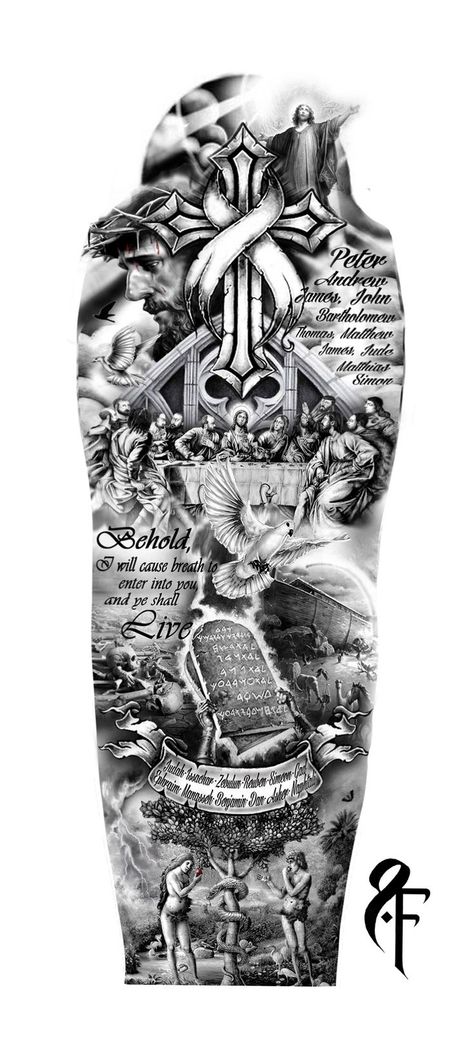 Christus Tattoo, Jesus Tattoo Design, Arm Tattoos Black, Shoulder Sleeve Tattoos, Christian Sleeve Tattoo, Full Sleeves Design, Christ Tattoo, Realistic Tattoo Sleeve, Full Sleeve Tattoo Design