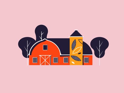 Farm Vector Illustration, Farm Illustration Design, Farmhouse Illustration, Barn Illustration, Farm Graphic Design, Farm Illustration, Farm Vector, 30 Day Art Challenge, Geometry Design