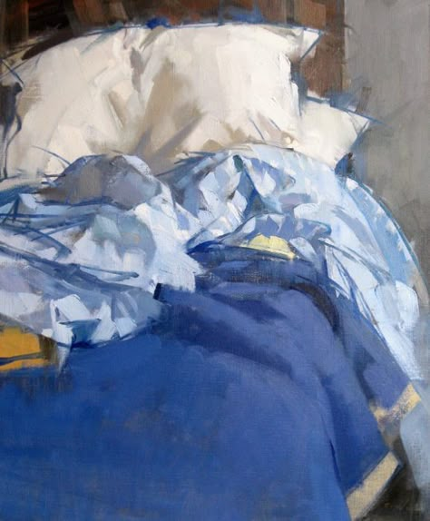 Blue Bed Maggie Siner, Painting Doors, Unmade Bed, Blue Bed, Painting Colors, Interior Paintings, Revere Pewter, Interior Painting, Neutral Interiors