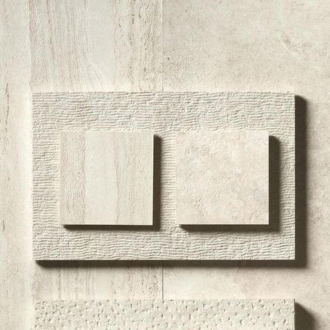 Material Board, Travertine Tile, Tile Inspiration, White Tiles, Tile Design, Mood Boards, Mood Board, Villa, Shelves