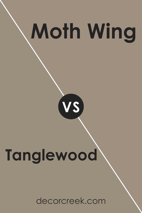 Tanglewood and Moth Wing by Sherwin Williams offer unique yet complementary tones. Tanglewood, warm light brown, exudes cozy warmth, akin to a comfortable blanket, ideal for relaxing spaces. Moth Wing, darker with gray undertones, evokes understated elegance, adding sophistication without overwhelming brightness. Together, they balance brightness and depth, creating harmonious atmospheres. Their shared warmth allow them to complement or stand alone, catering to varied room atmospheres. Moth Wing Sherwin Williams, Relaxing Spaces, Violet Brown, Moth Wings, Comfort Blanket, Color Sorting, Home Upgrades, Coordinating Colors, Sherwin Williams