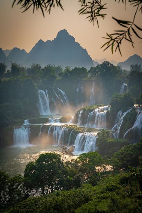 Detian Falls, China / Image by Sergey Semenov from airpano.com China Nature Aesthetic, China Jungle, China Waterfall, Chinese Waterfall, Chinese Nature, China Nature, China Landscape, Rural China, Emerald Forest