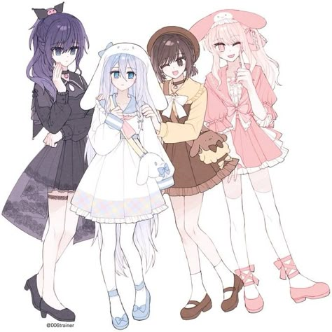 Human Sanrio Characters, Project Sekai Sanrio, Mafuyu Asahina Outfit, Pjsk X Sanrio, Sanrio Characters As Humans, Sanrio Fanart, Sanrio Matching, Toca Boca Hair Salon, Kawaii Pics