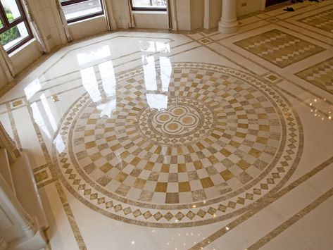 Stone Medallion, Mosaic Medallions Tile, Water jet Marble Medallions Waterjet Marble Medallion, Elegant Tile Flooring, Luxury Marble Flooring, Marble Inlay Floor, Marble Floor Pattern, Marble Medallion, Marble Bathroom Floor, Mosaic Medallion, Staircase Interior Design