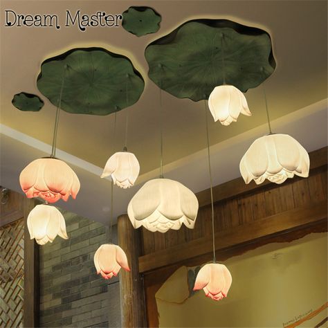 Creative lotus classical Chinese wind chandeliers teahouse dining room living room modern Chinese lotus Chandelier free shipping Lotus Lamp, Fantasy Furniture, Lighting Decoration, Creative Lamps, Cute Furniture, Chinese Vintage, Lotus Art, Lotus Pendant, Modern Chinese