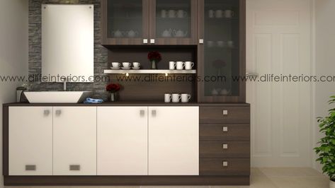 Tv Unit With Wash Basin, Wash Basin And Crockery Unit, Crockery Unit With Basin, Crockery Cabinet With Wash Basin, Crockery Unit With Tv Unit, Washbasin With Crockery Unit, Modern Crockery Unit Design Dining Rooms With Wash Basin, Crakary Unit Design, Crockery Unit With Sink