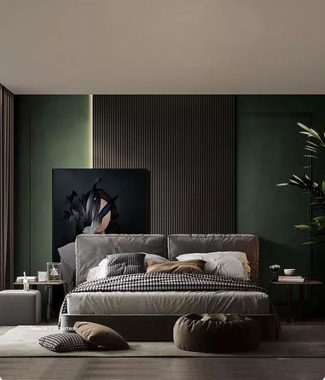 Black Bedroom Design, Bedroom Interior Design Luxury, Modern Luxury Bedroom, Bedroom Decor Design, Bedroom Bed Design, Bedroom Green, Design Case, Luxurious Bedrooms, Interior Design Bedroom