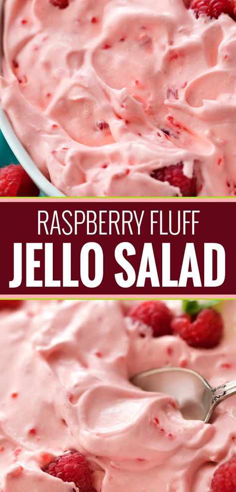 Fluffy Salad, Fluff Jello Salad, Raspberry Fluff, Sweet Salads, Raspberry Jello, Salad Macaroni, Salad Quinoa, Fluff Recipe, Fluff Desserts